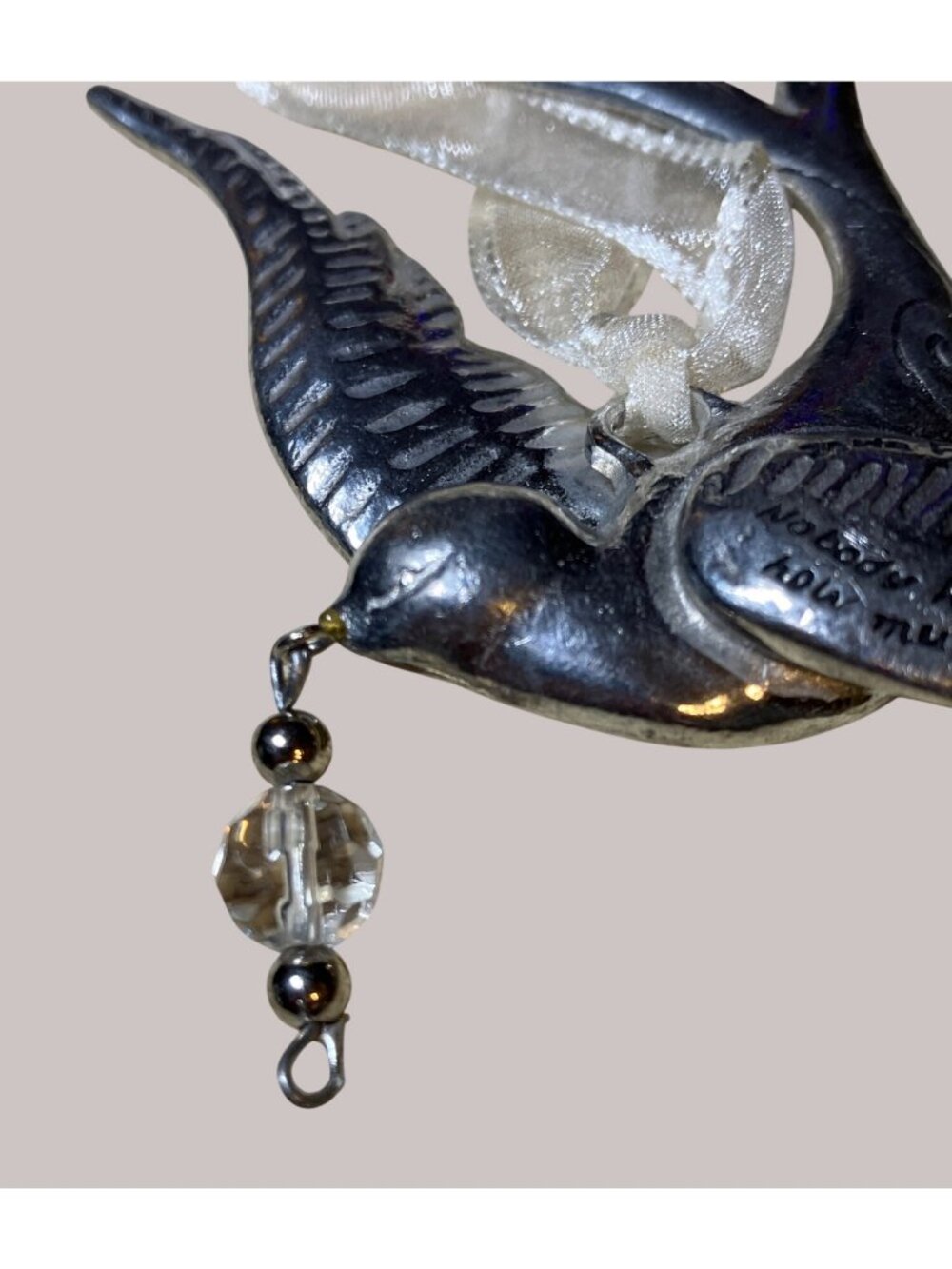 Zelda Fitzgerald Pweter Dove Christmas Ornament 4 3/4” by Seasons of Cannon Fall - Picture 5 of 11
